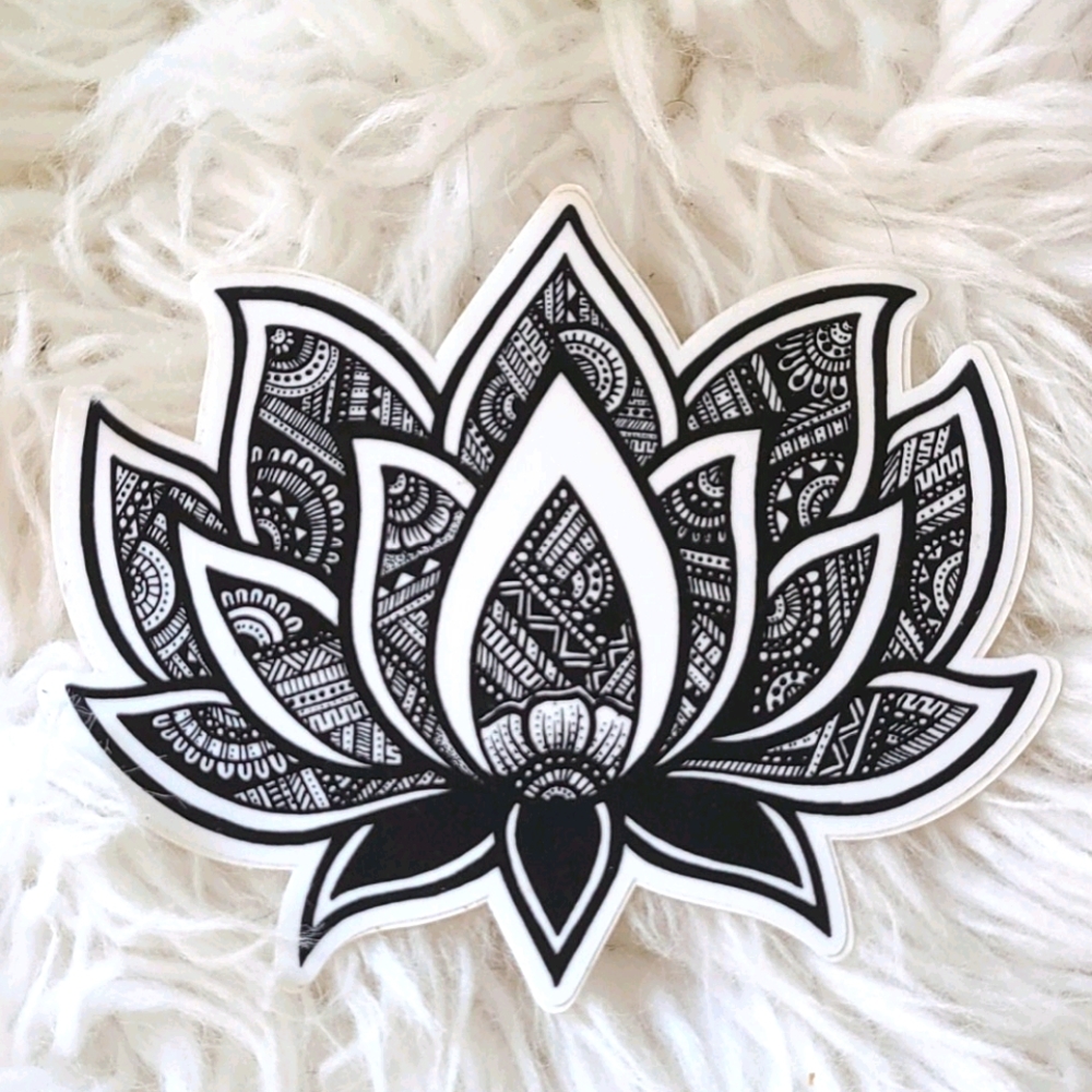 🌿 Hand Drawn Boho Lotus Car Detail Sticker - Picture 1 of 4